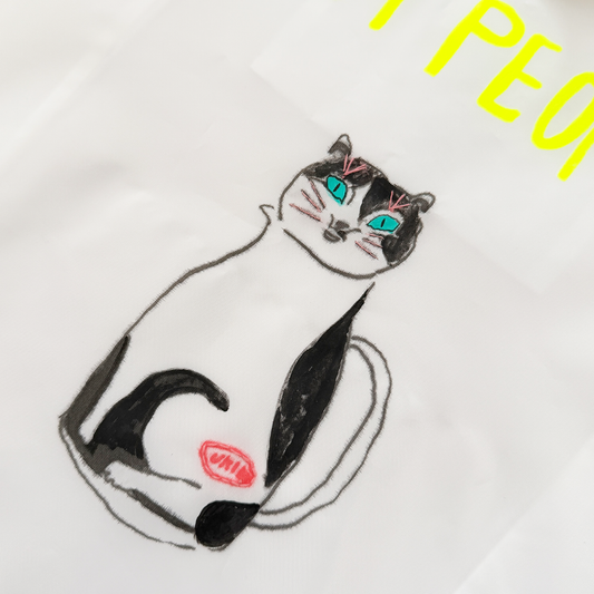CAT PEOPLE コンビニバッグ 猫ポット 刺繍クローズアップ