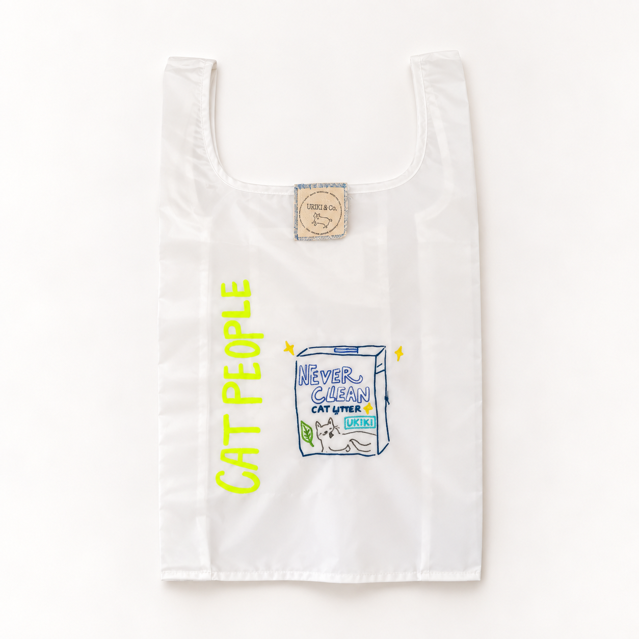 CAT PEOPLE コンビニバッグ NEVER CLEAN 猫砂 手刺繍 一点もの UKIKI STORE