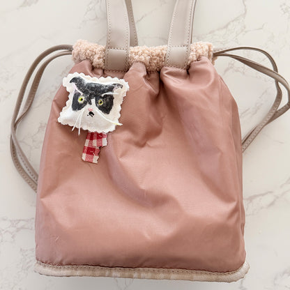 BLACK & WHITE CATS｜ブローチ付きリバーシブル2WAYバッグ